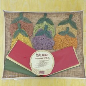 Vintage Set Of 6 Coasters 6 Cocktail Napkins. Original Packaging.